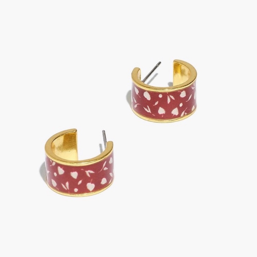 Madewell enamel party picnic huggie hoop earring